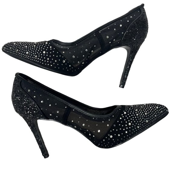 BCBGeneration SIZE 9.5 M Hivana Black Rhinestone Jewel Pointed Toe Pump BCBG - Picture 6 of 11